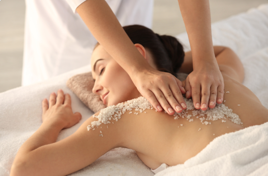 Woman receiving Ashiatsu Massage